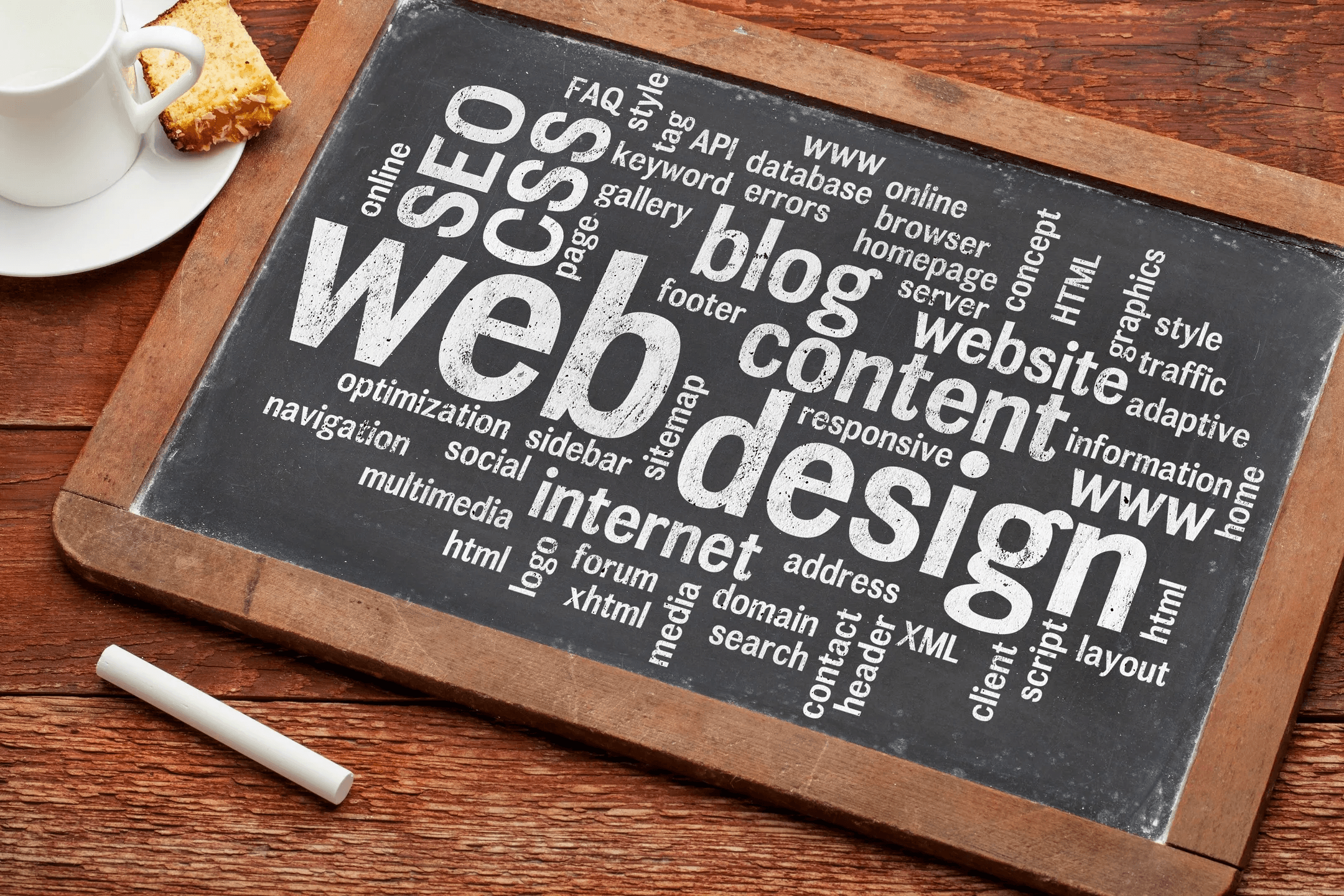Web design concept on chalkboard